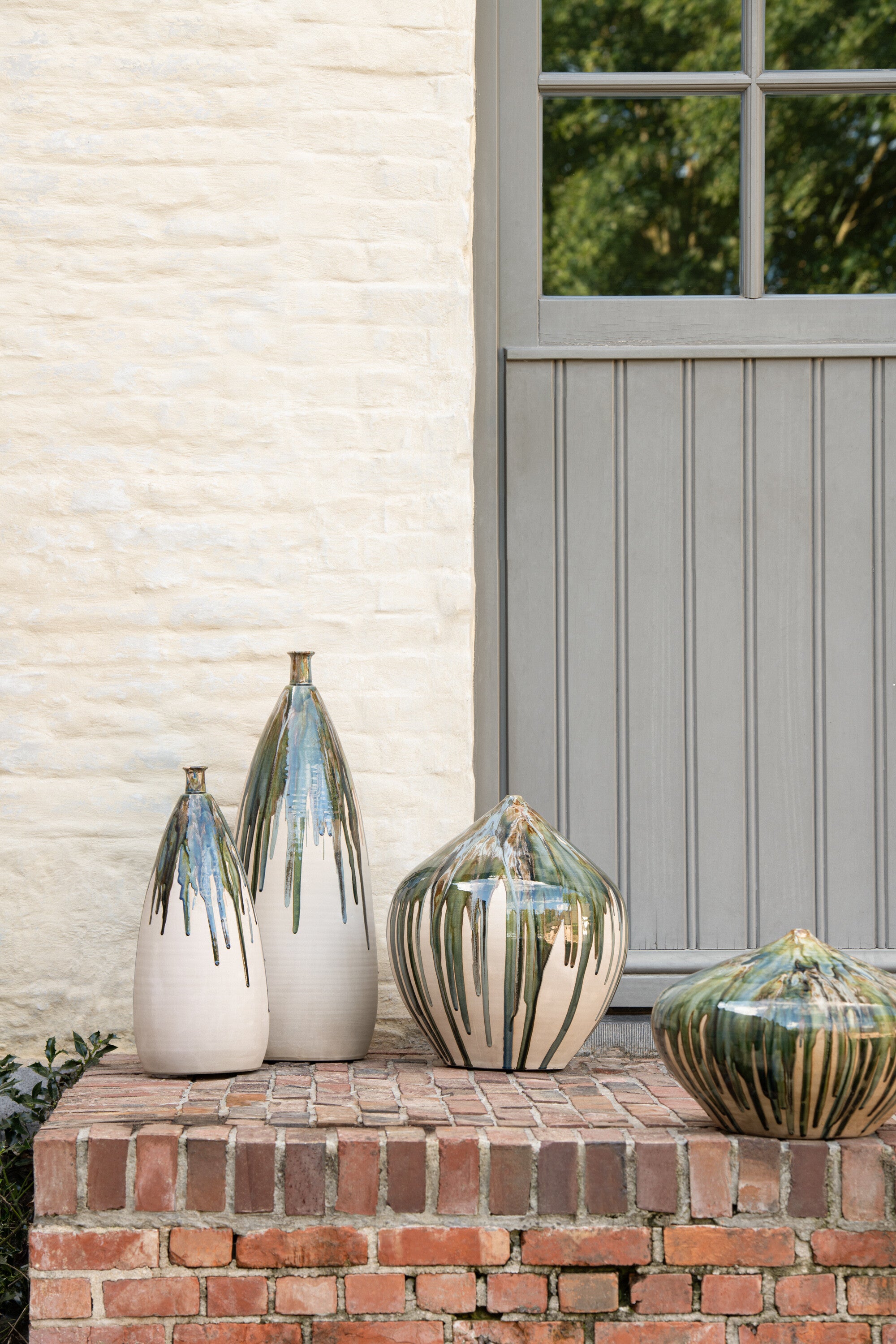 J-Line vaas Verf - keramiek - naturel groen - large - 73 cm