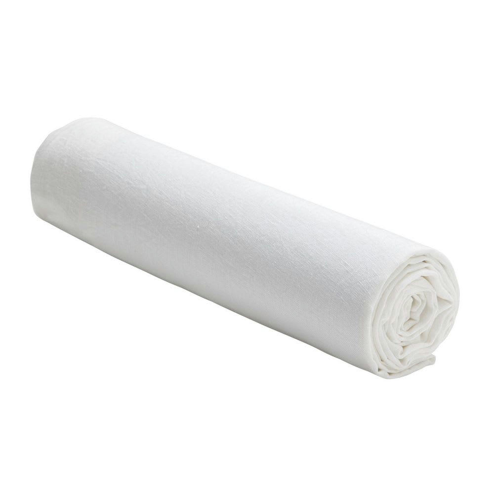 - Drap housse lin lavé blanc 140x190 cm