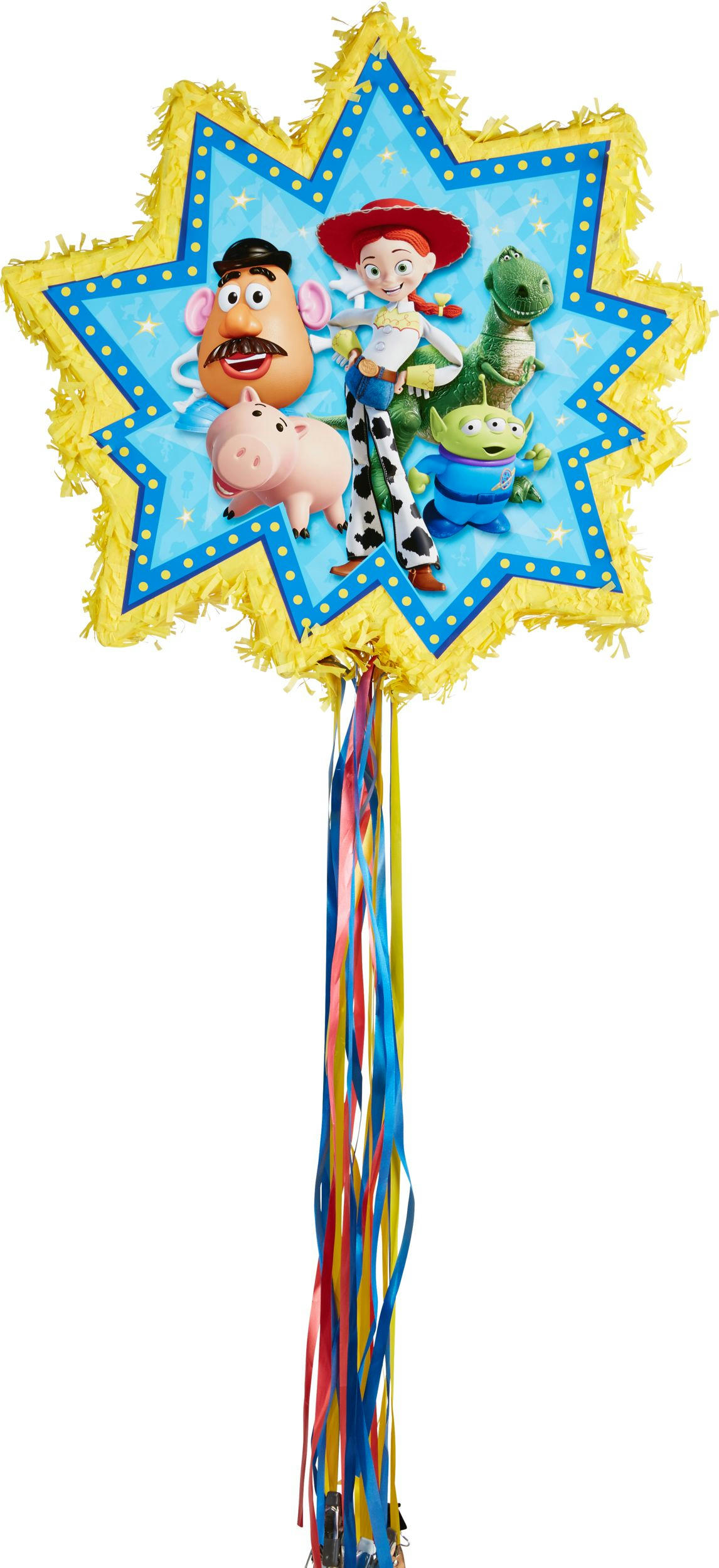 Disney Pixar Toy Story Woody/Buzz/Bo Peep Pinata Hanging Pull String Decoration, Red/Blue, 18-in, Holds 2lb of Pinata Filler, for Birthday Parties