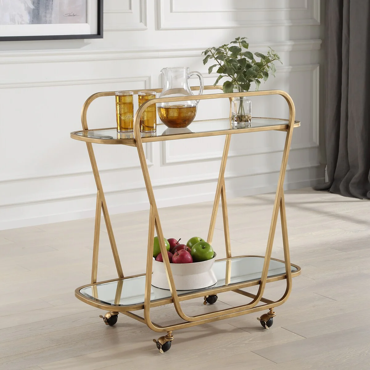 Uttermost Swain Brass Serving Cart - 35.75 H x 35.75 W x 16.5 D
