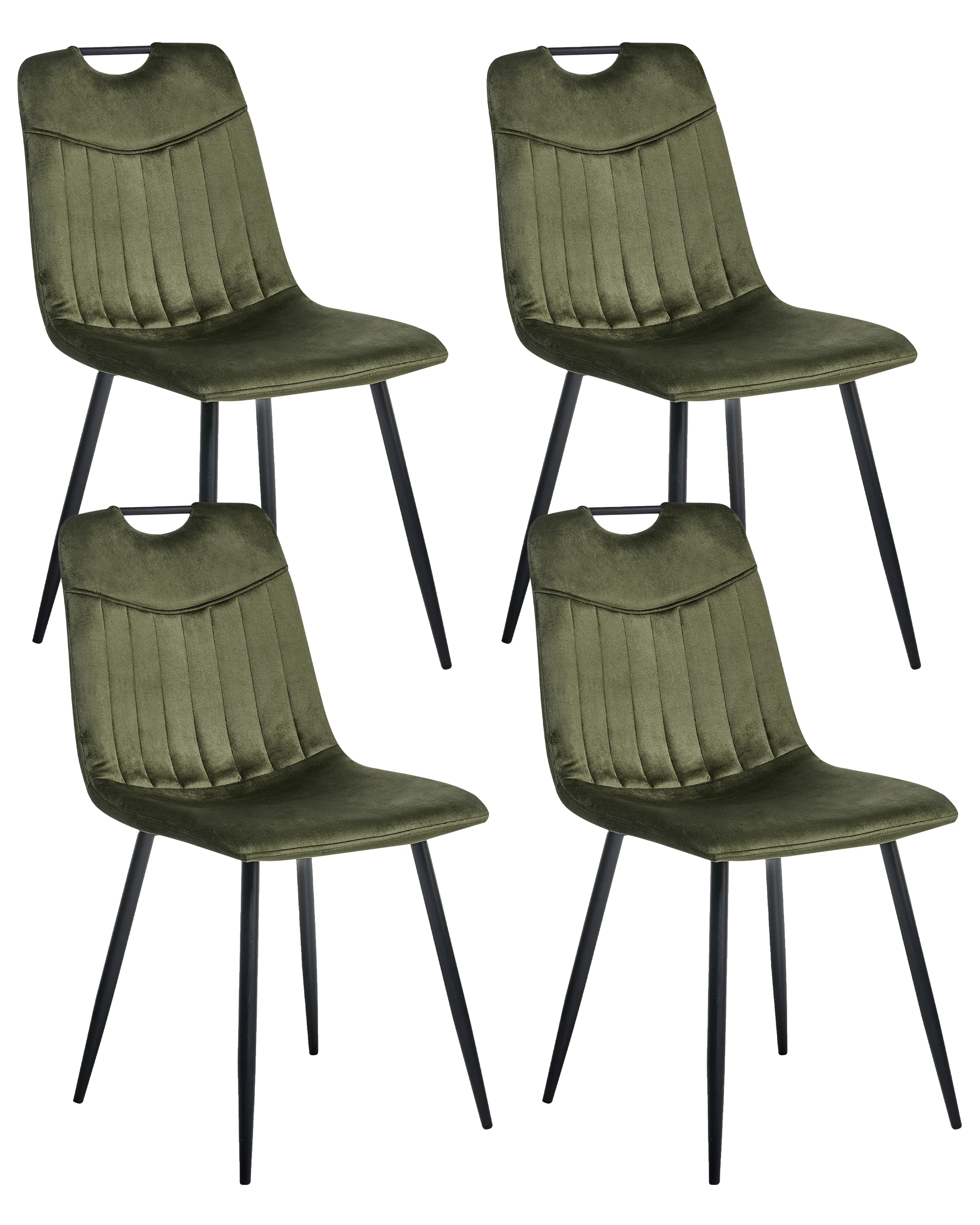 Set of 4 Dining Chairs ARGYLE Velvet Dark Green
