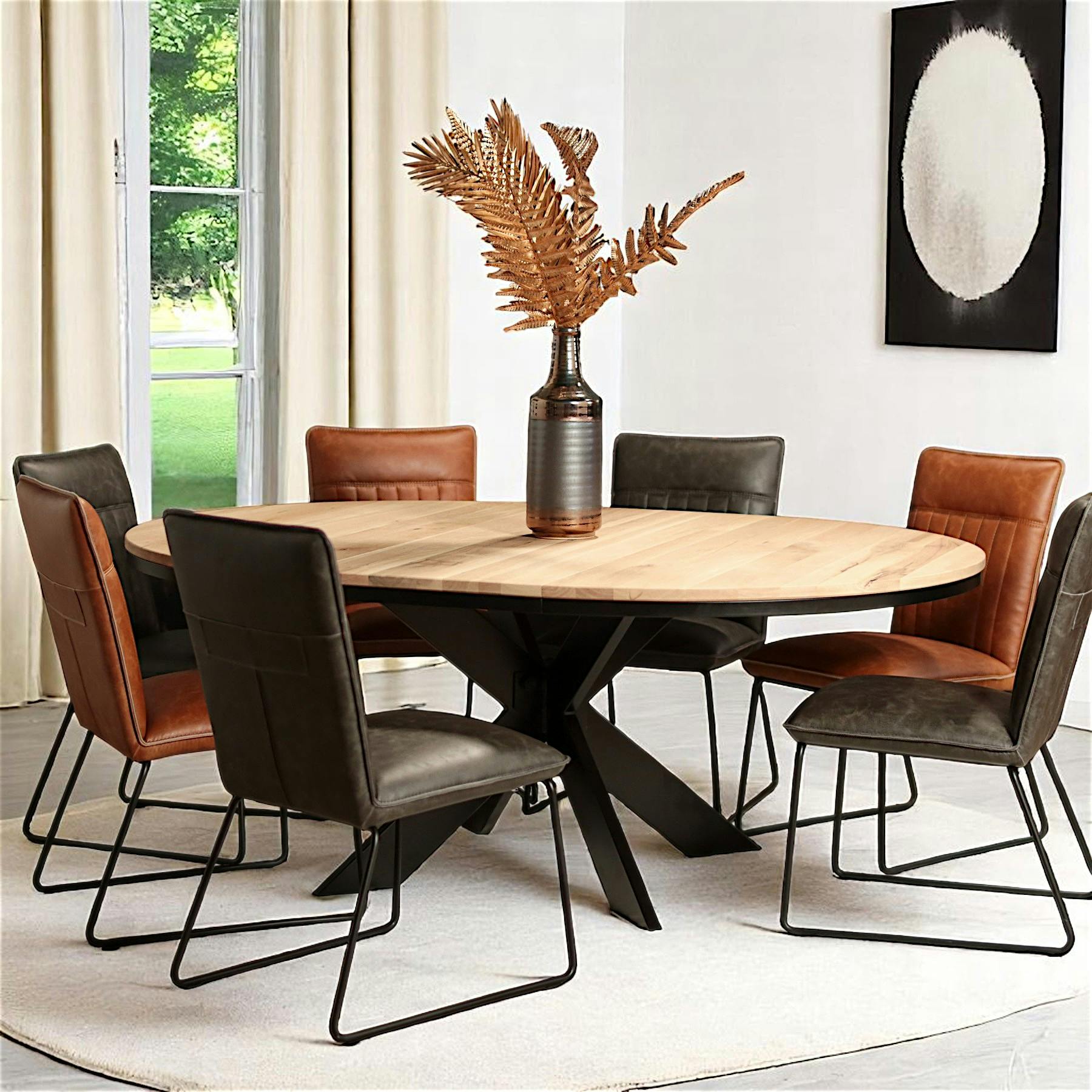 Table ronde extensible en chêne blanc 140 cm PALERME