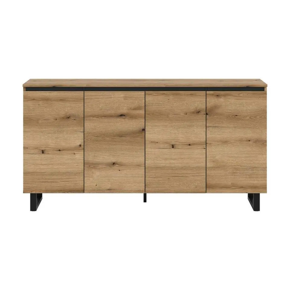 Hioshop Tomasa dressoir 4 deuren eiken decor