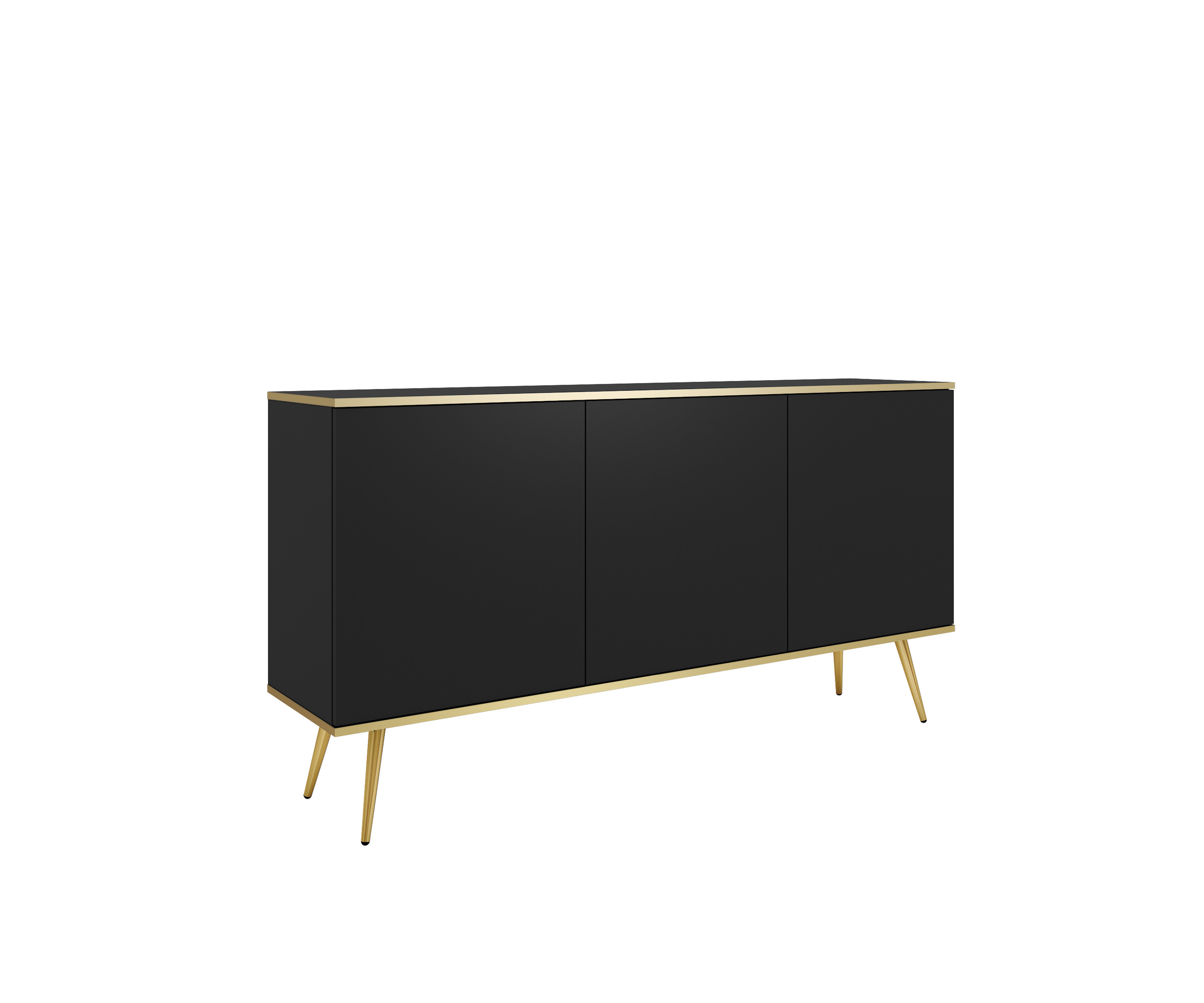 Komoda ORINO 160 cm kolor czarny ze złotymi detalami/złote nóżki