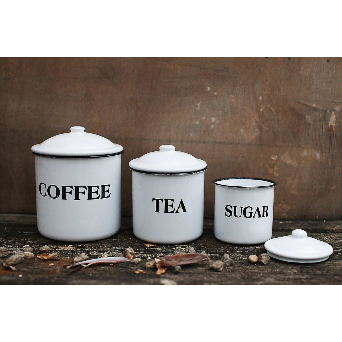 Metal Containers with Lids, Coffee, Tea, Sugar