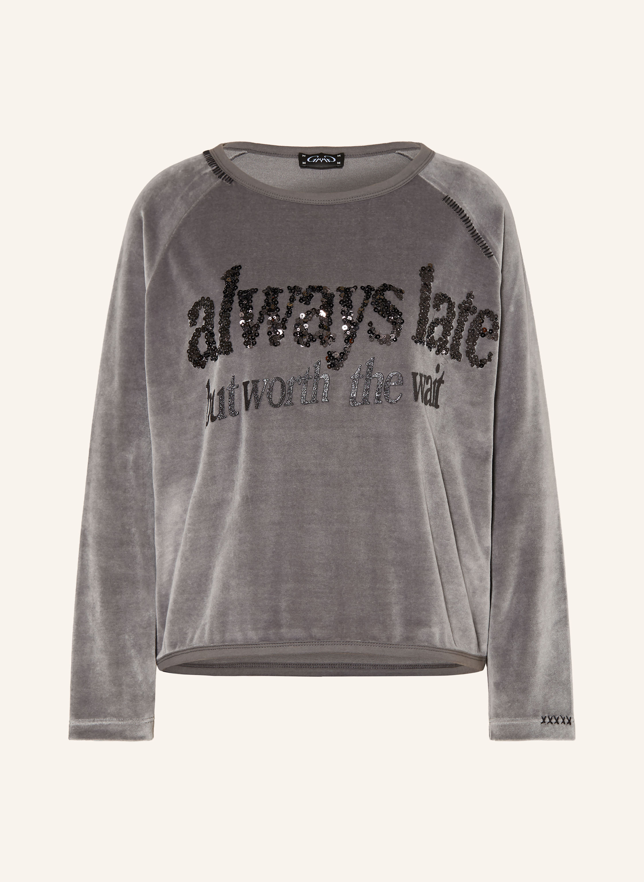 Grace Nickishirt ALWAYS LATE mit Pailletten