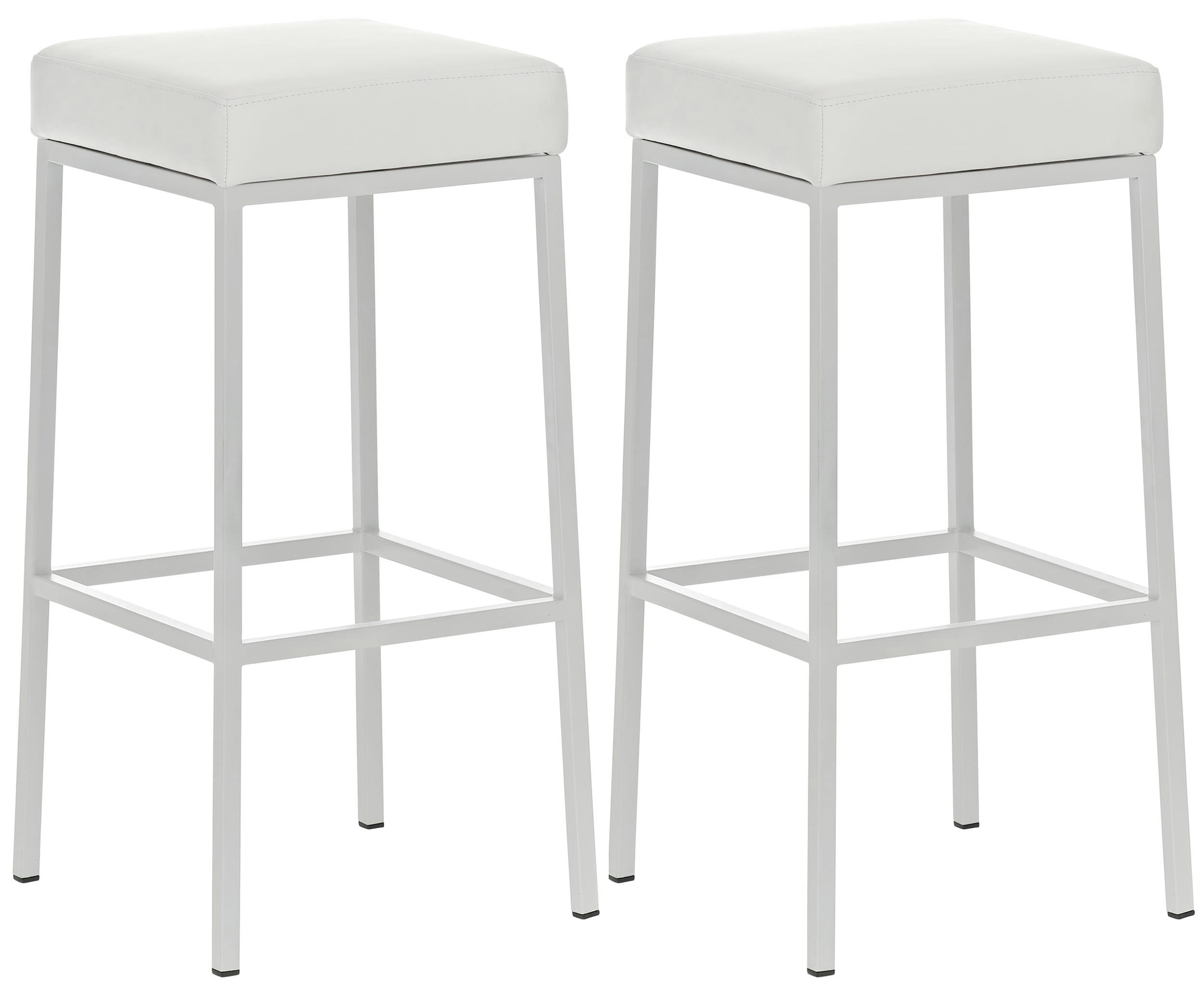 MONTREAL - Lot 2 tabourets de bar avec pieds en métal en similicuir Blanc