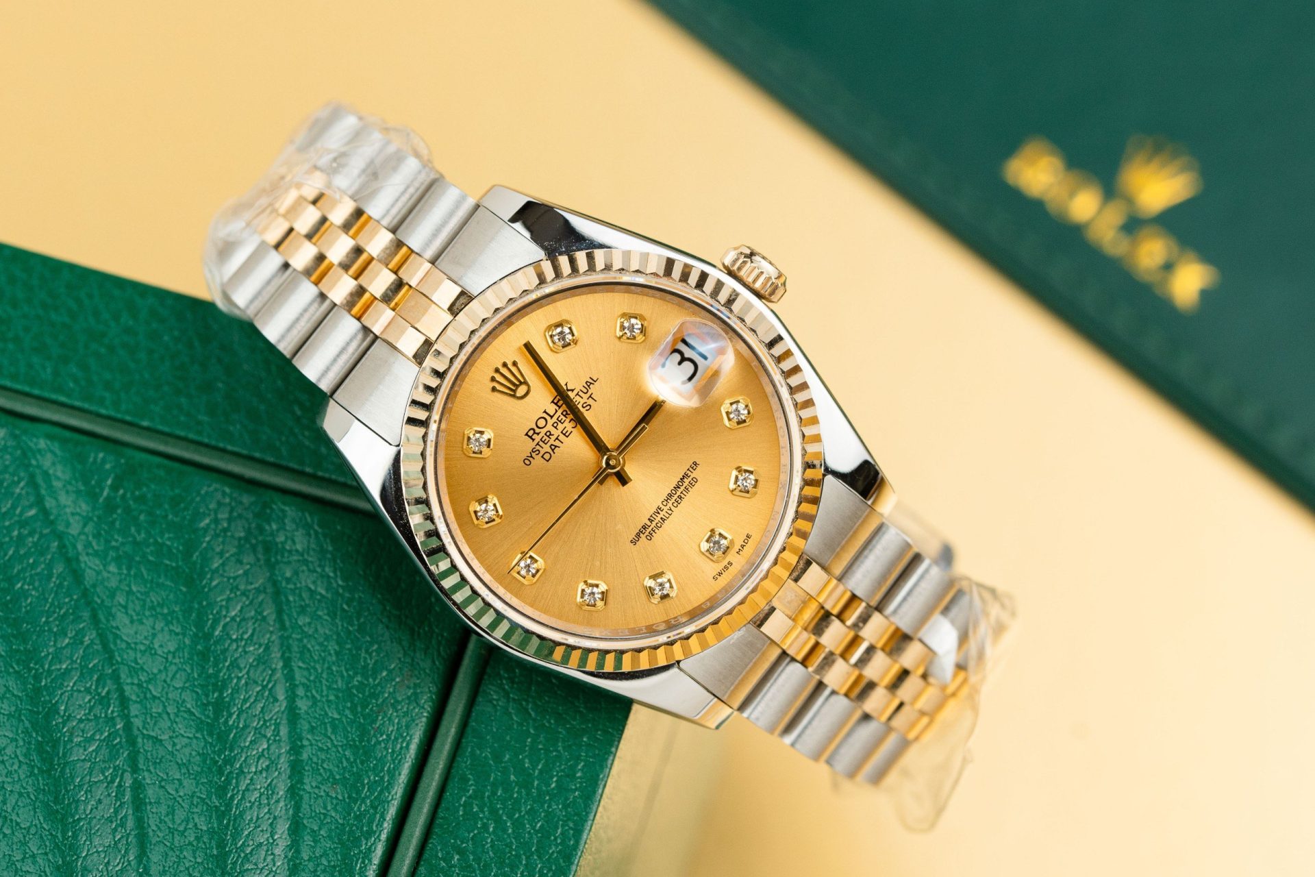 Rolex Datejust 126233 SS/YG Plated Champagne Dial CZ Diamonds 36mm Jub Super Clone