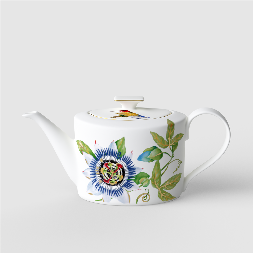 Amazonia Teapot - Multi-colored, 40.6 oz, Premium Bone Porcelain