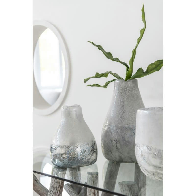 SCAVO - Photophore verre gris H22cm