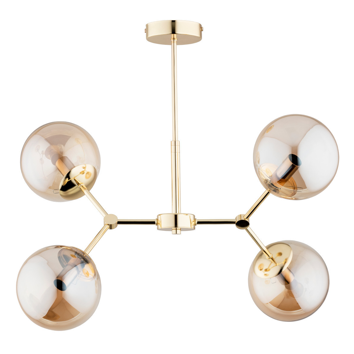 Lampa wisząca złoto-bursztynowy FOTON 4xE14x10W wym: 51x38x60 cm Alfa