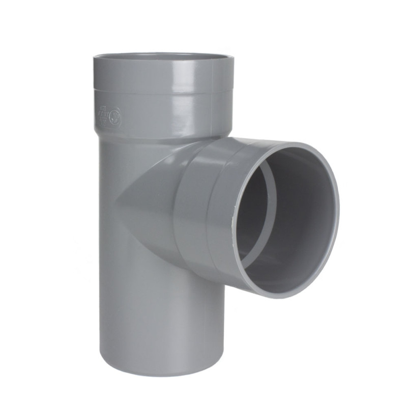 Té en PVC pour sanitaire M/F 87° gris Ø 80 mm