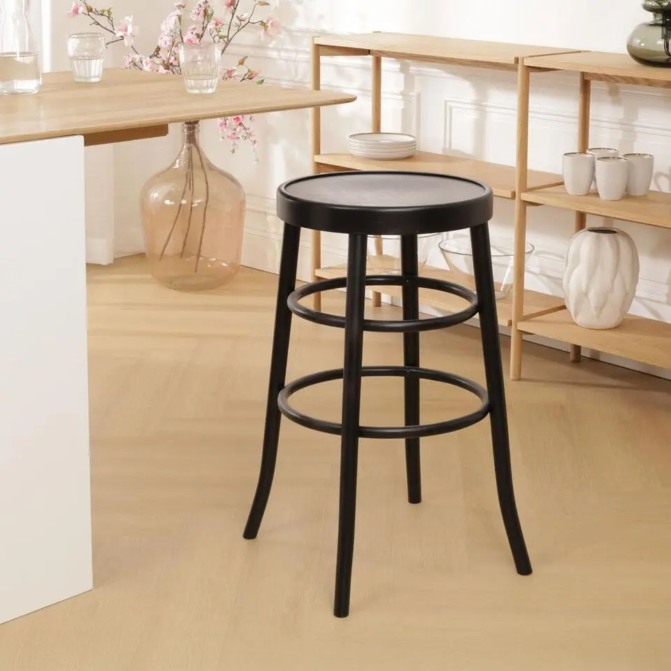 Fameg Lauren houten barkruk zwart - 75 cm