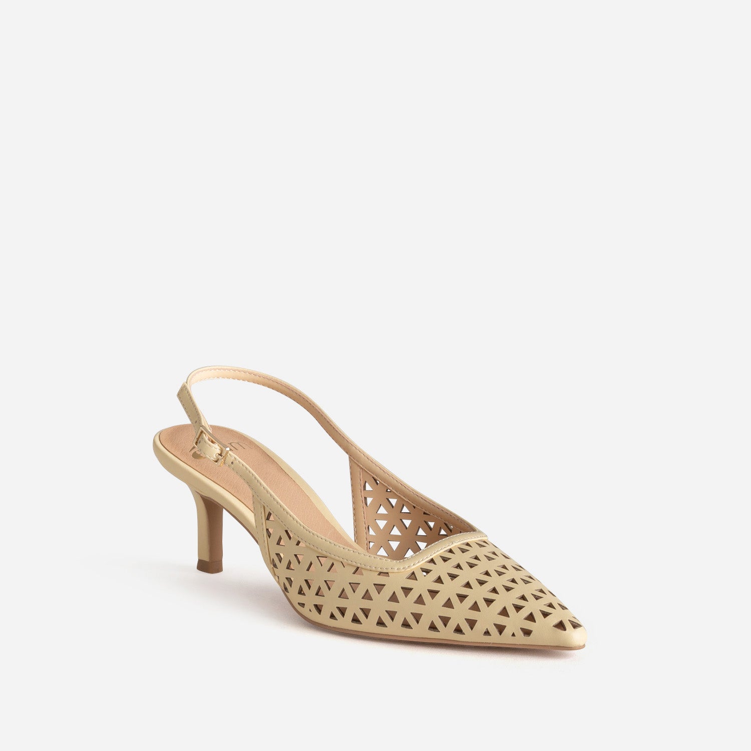 Escarpin slingback jaune ajouré
