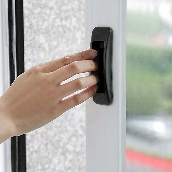 4 Pièces Poignée De Porte Coulissante Autocollantes Plastique pour Armoires de Portes et Fenêtres de Type Pate Noir