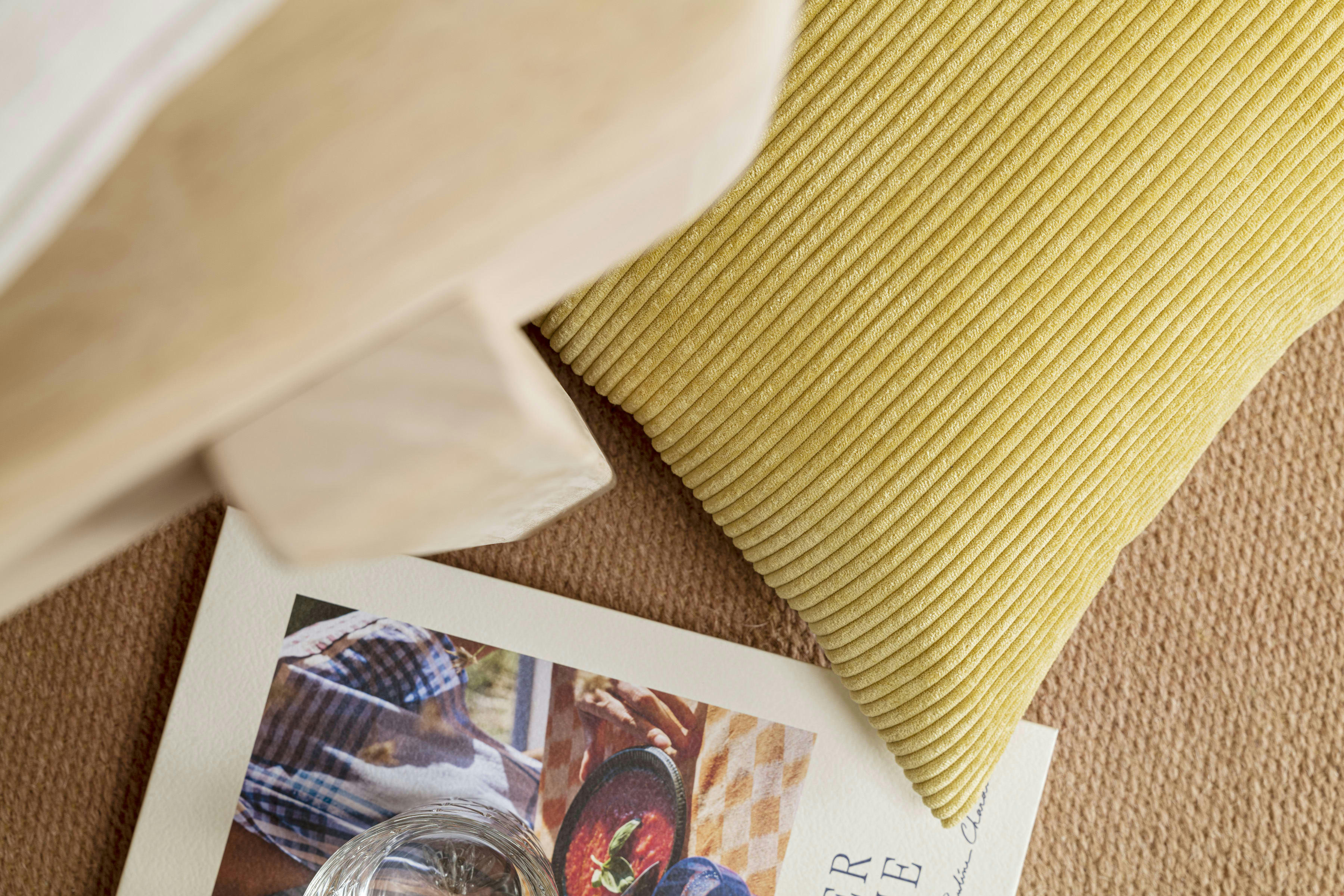 INGA - Housses de coussin velours cotelé jaune- Lot de 2-50x50