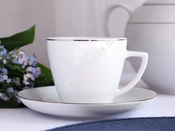 Filiżanka ze spodkiem 0,35 L/18 cm Waza - Modern WA-08P platynowa linia
