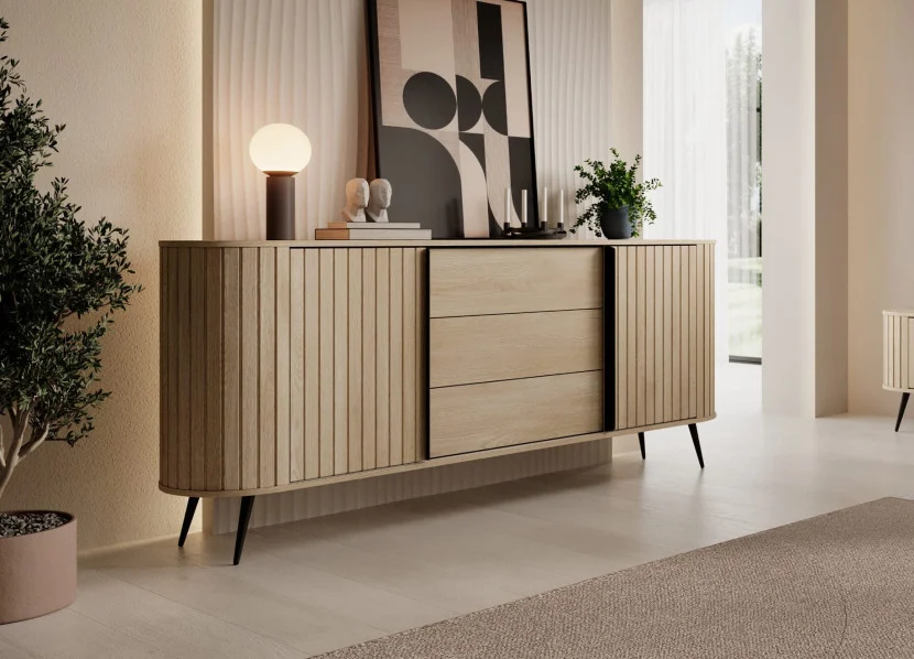 Komoda dąb cremona w stylu japandi do salonu KAMA