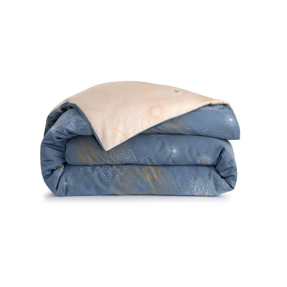 ASTRES - Housse de couette en satin de coton lavé bleu 240 x 220 cm