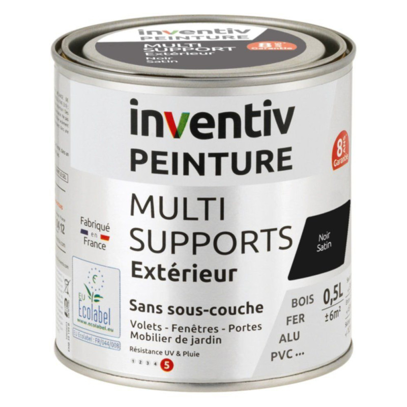 Peinture multi-supports noir satiné 0,5 L INVENTIV