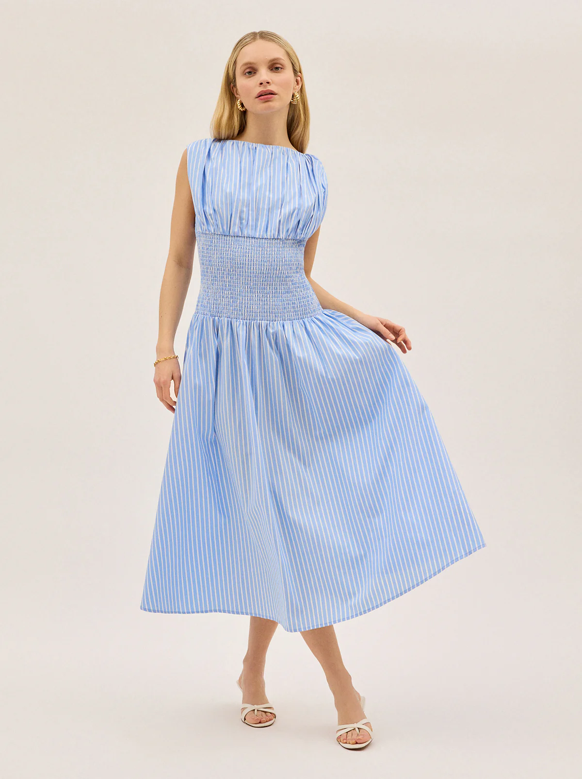 Julia Blue Striped Cotton Dress