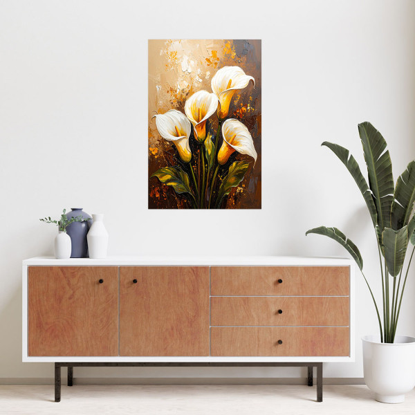 Naklejka samoprzylepna Feeby Kalie Białe Kwiaty jak malowane 20x30