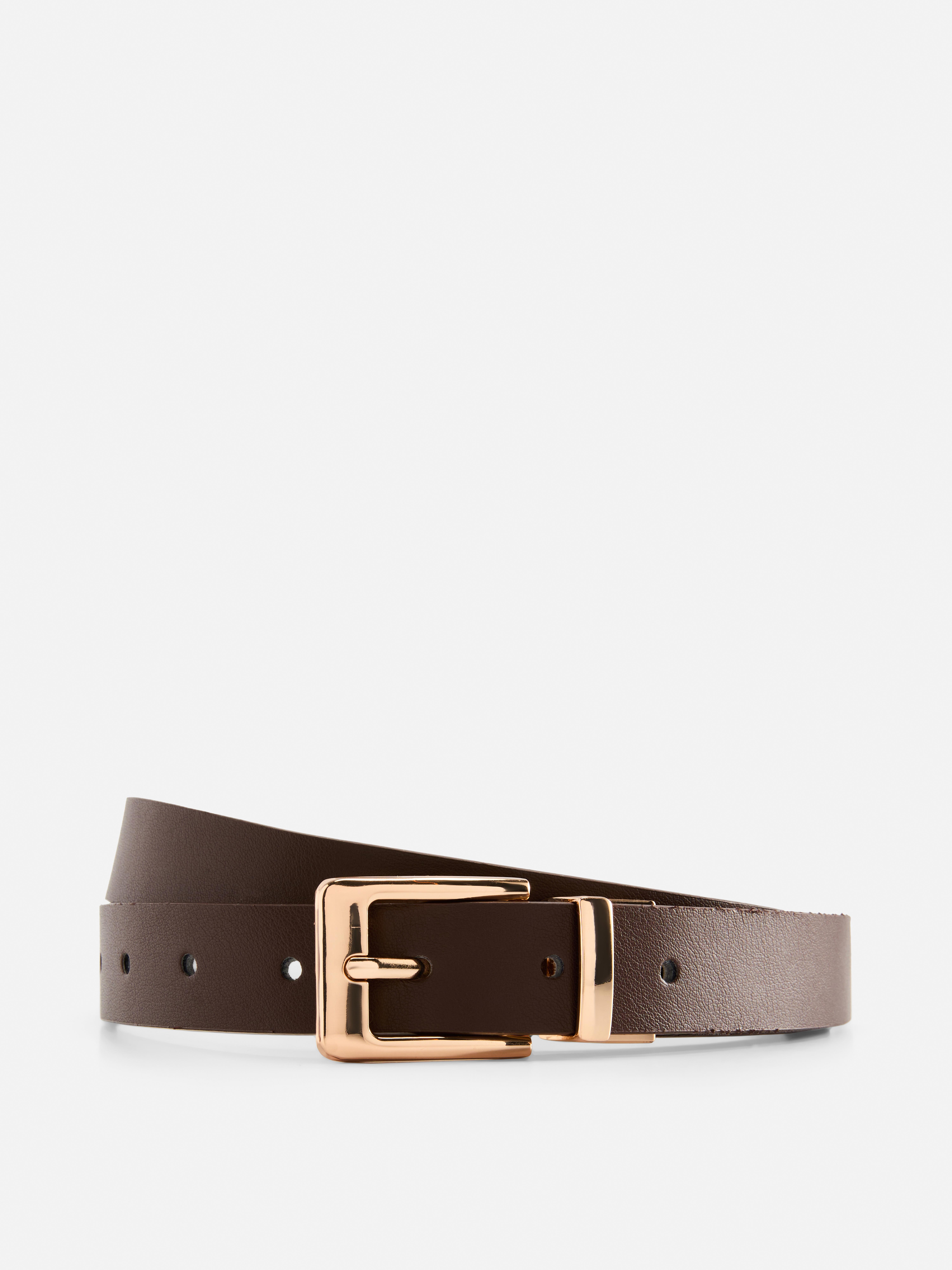 Reversible Belt With Metallic Buckle
