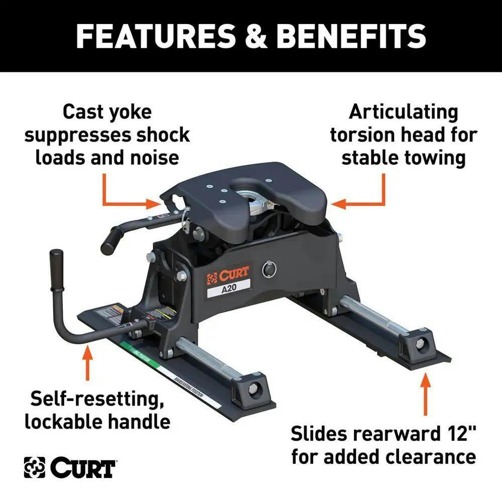 CURT A20 5th Wheel Hitch with Roller