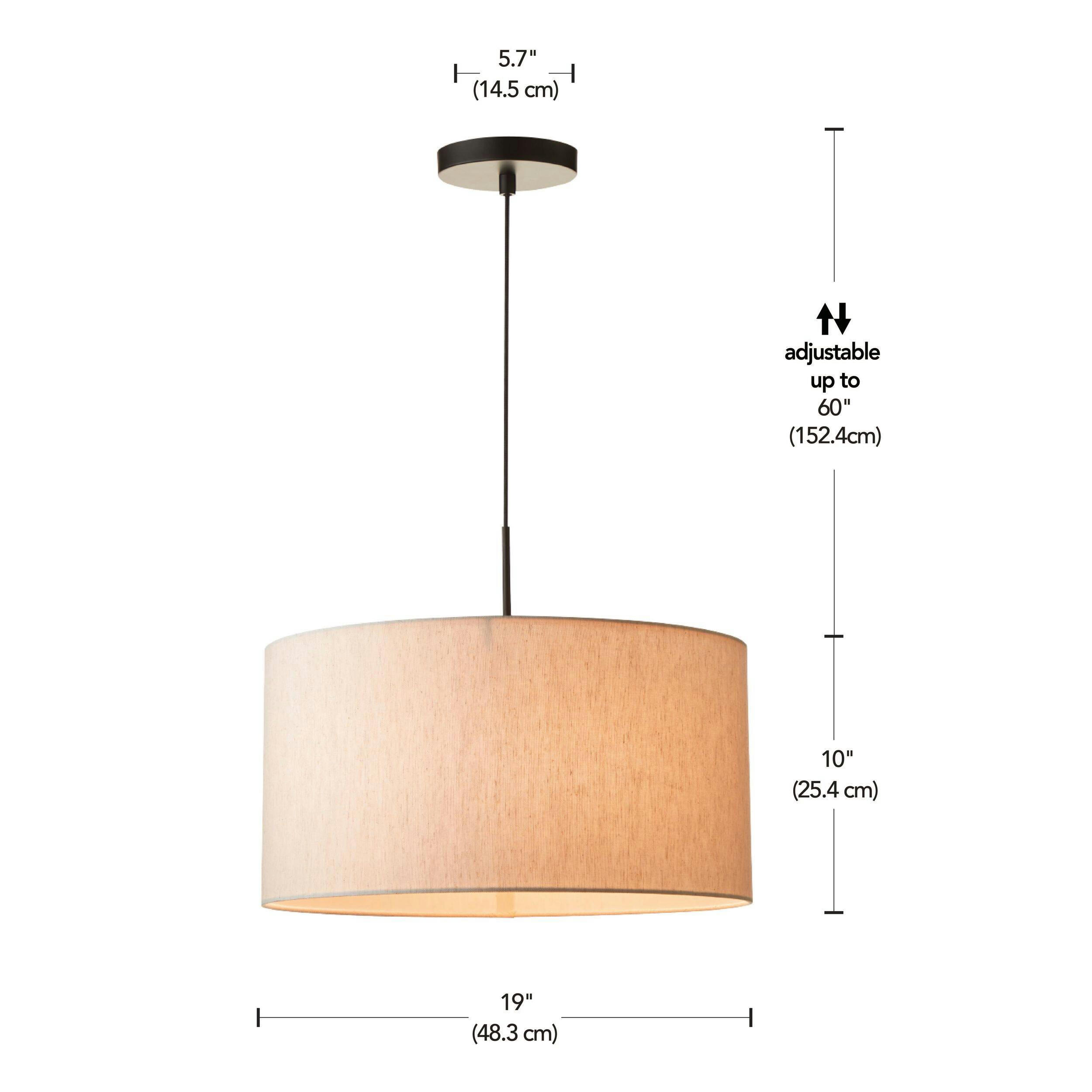 CANVAS Champlain 1-Light Pendant Light with Linen Shade, Matte Black