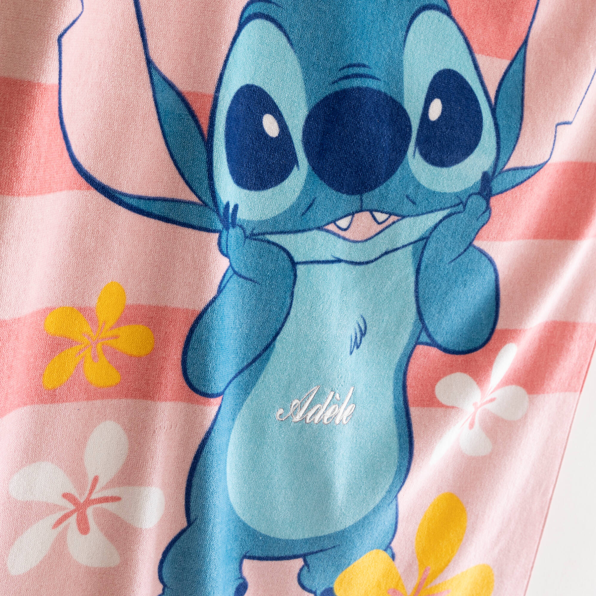 Drap de bain enfant Stitch&reg; personnalisé éponge et velours coton - 320g/m²