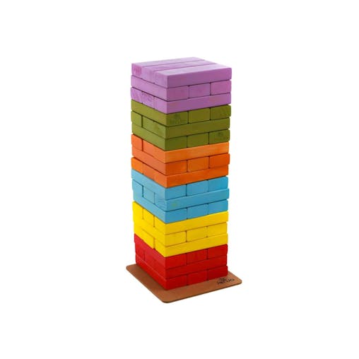 Rainbow Jenjo Wooden Tumbling Tower Game 54cm