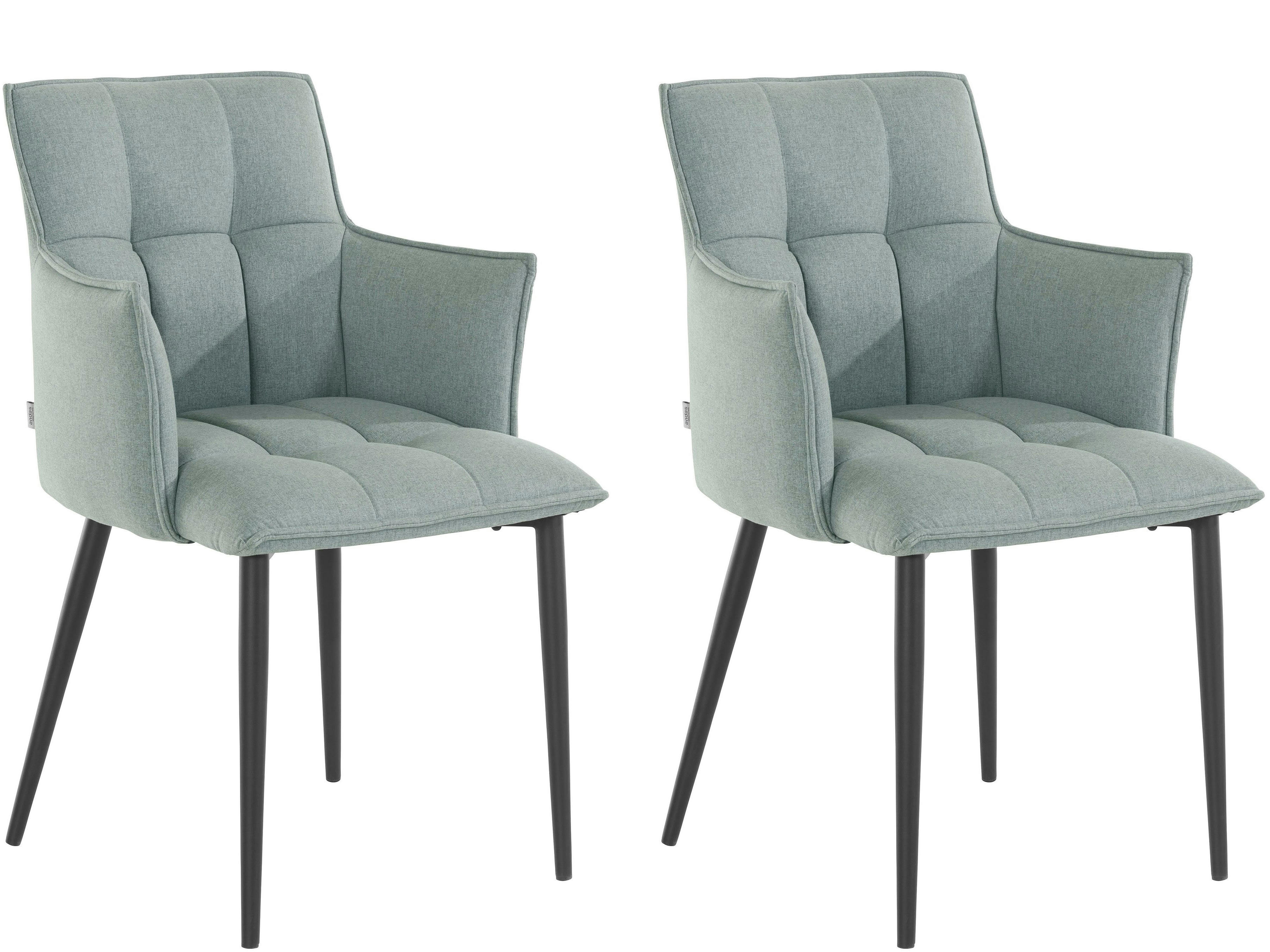 MARCIA - Lot de 2 chaises de salle à manger rembourrées en tissu vert menthe