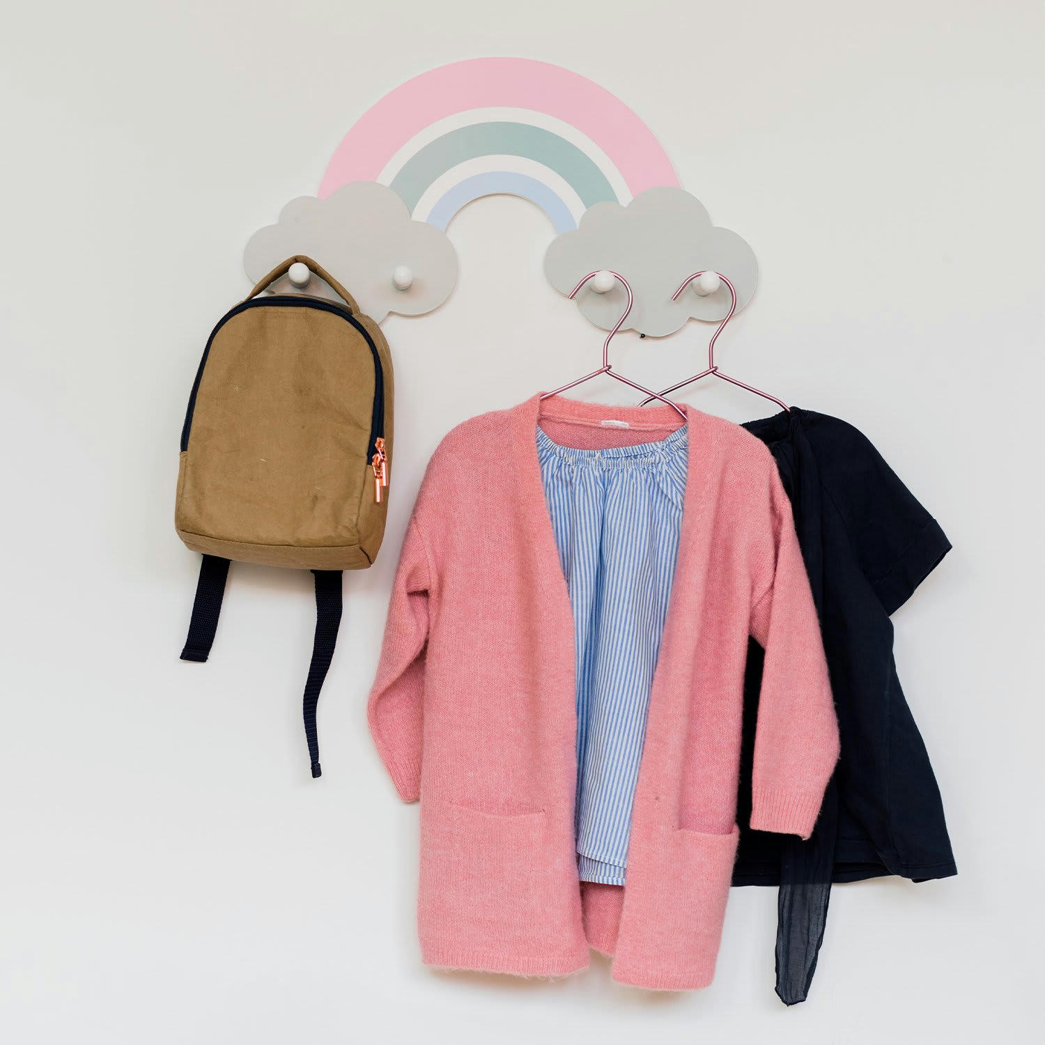 AMÉLIE - Porte-manteau mural forme arc-en-ciel en bois