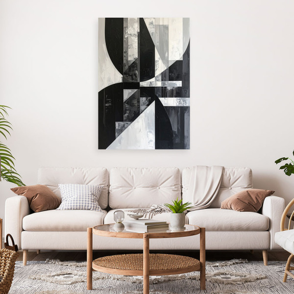 Obraz do salonu sypialni biura loftu, Geometryczna abstrakcja czarno 20x30