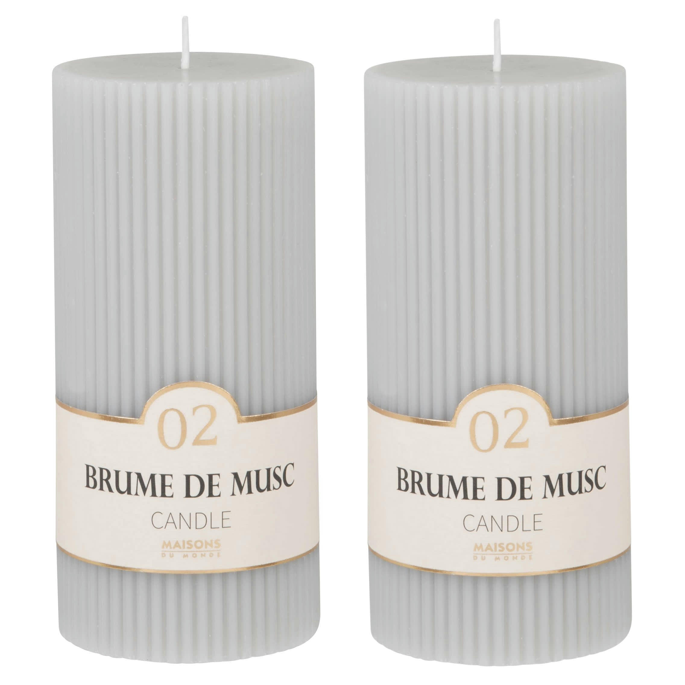 COLORAMA - Bougie striée parfumée grise H15, 500g