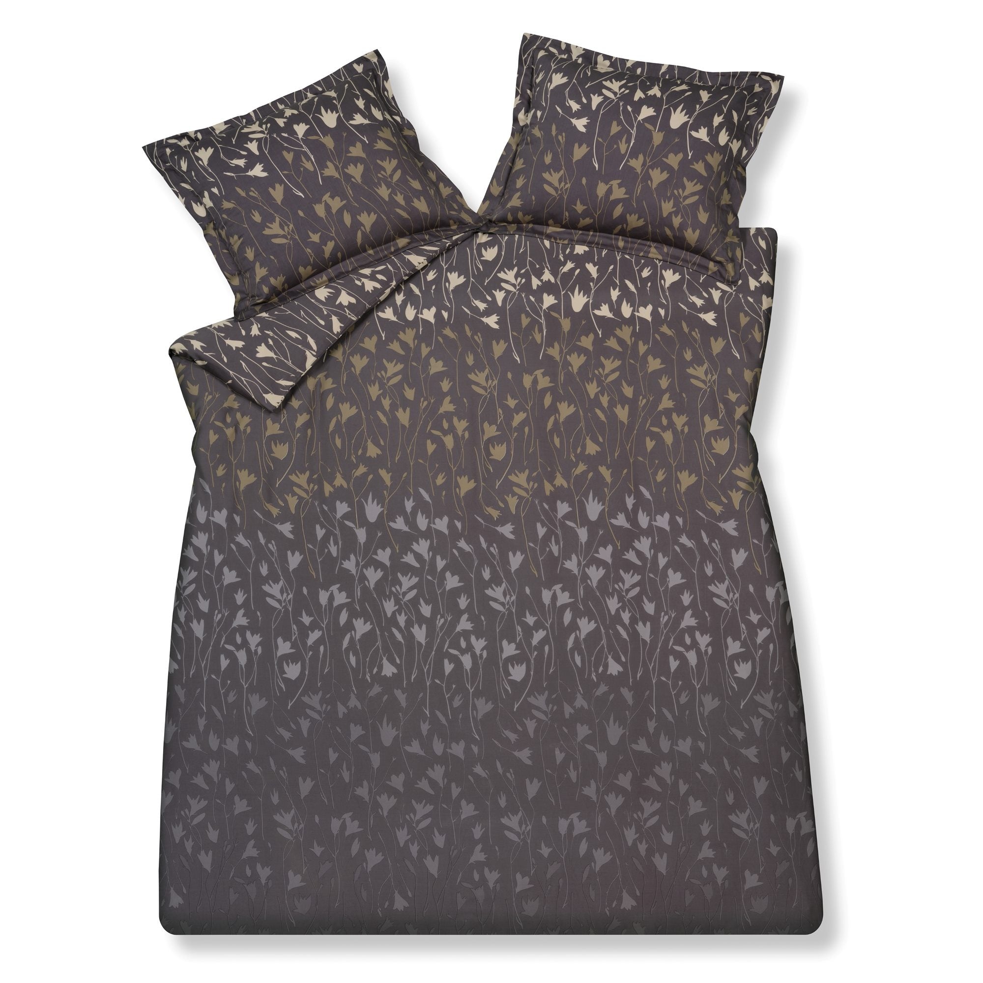 Calm Flower Dekbedovertrek Off   200 x 200 220 cm   Zwart   Grijs