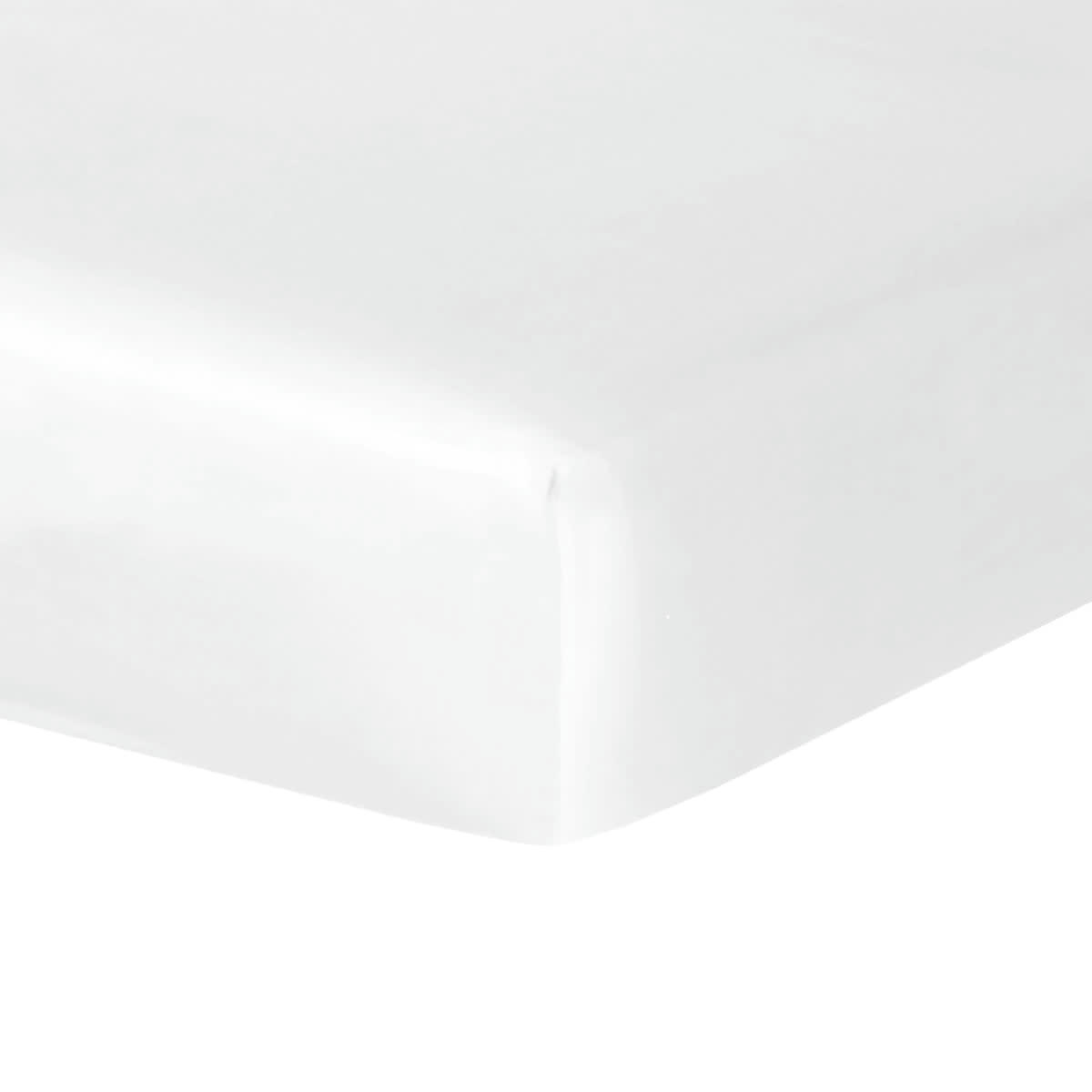 JULIA - Drap housse satin de coton  140x190x30 blanc