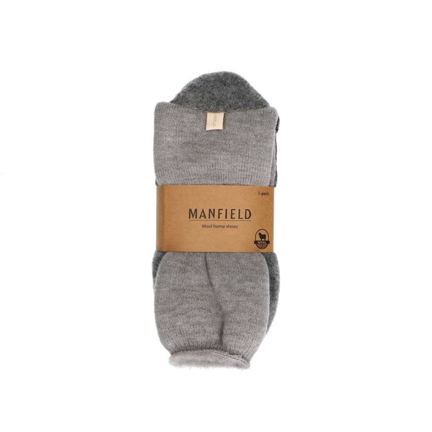 Manfield Grijze wollen home shoes socks