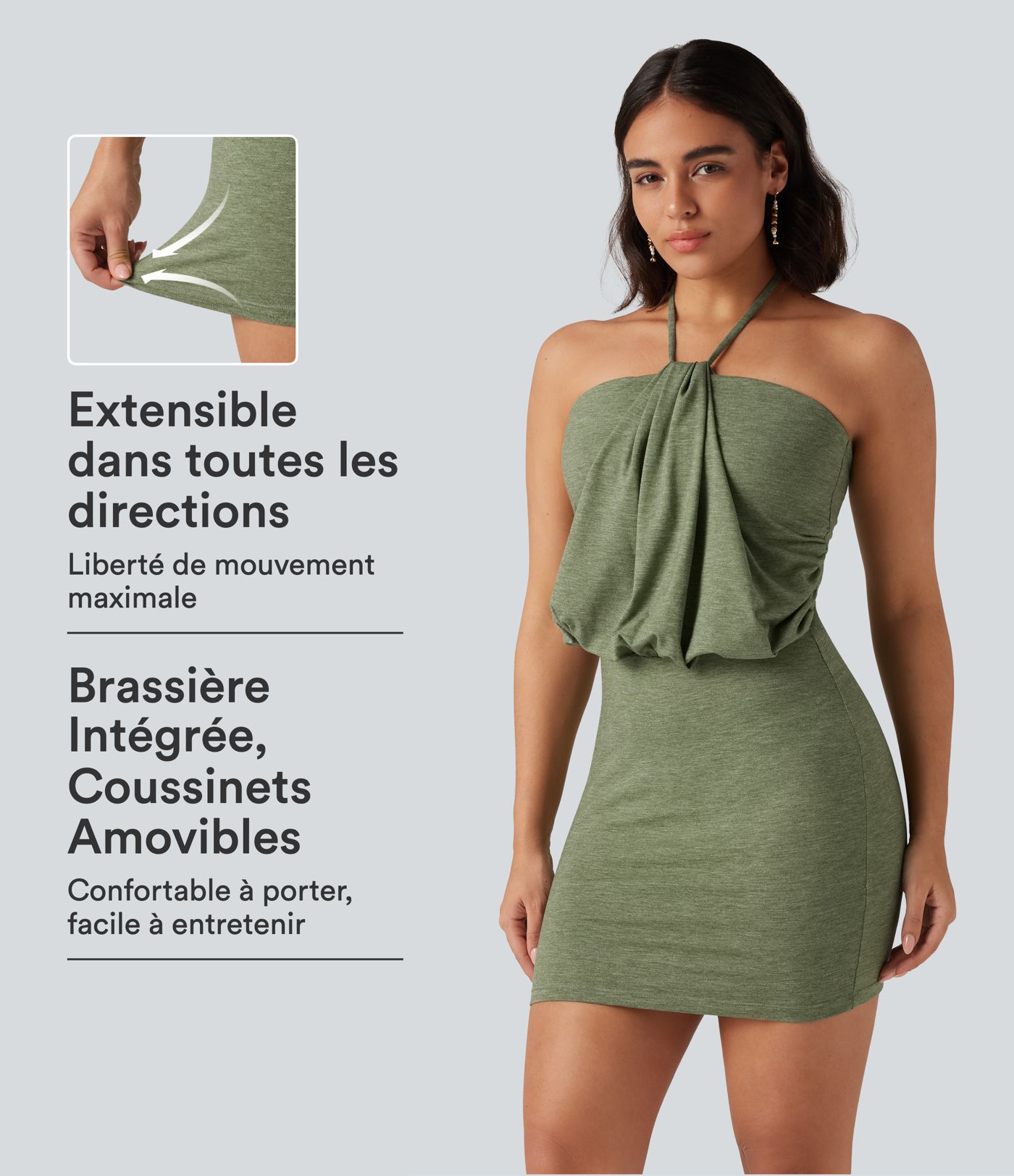 Robe mini dos nu à nouer avec fronces