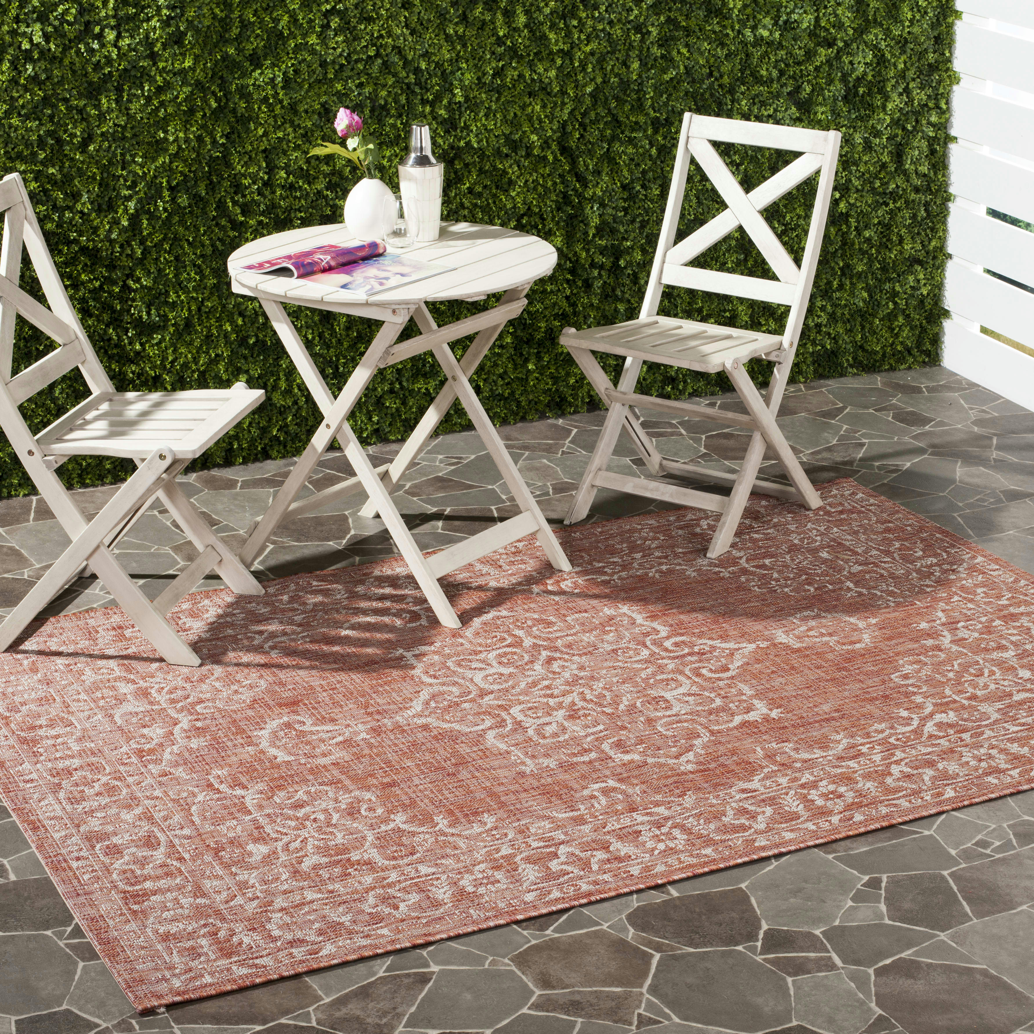 COURTYARD - Tapis interieur & exterieur en terracotta & beige, 201 x 290 cm