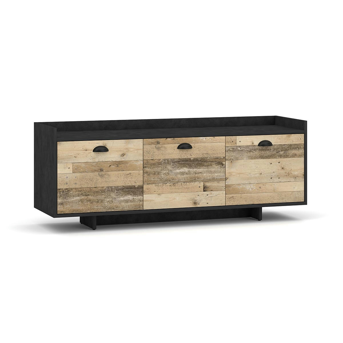 - Meuble tv 3 portes 139 cm noir