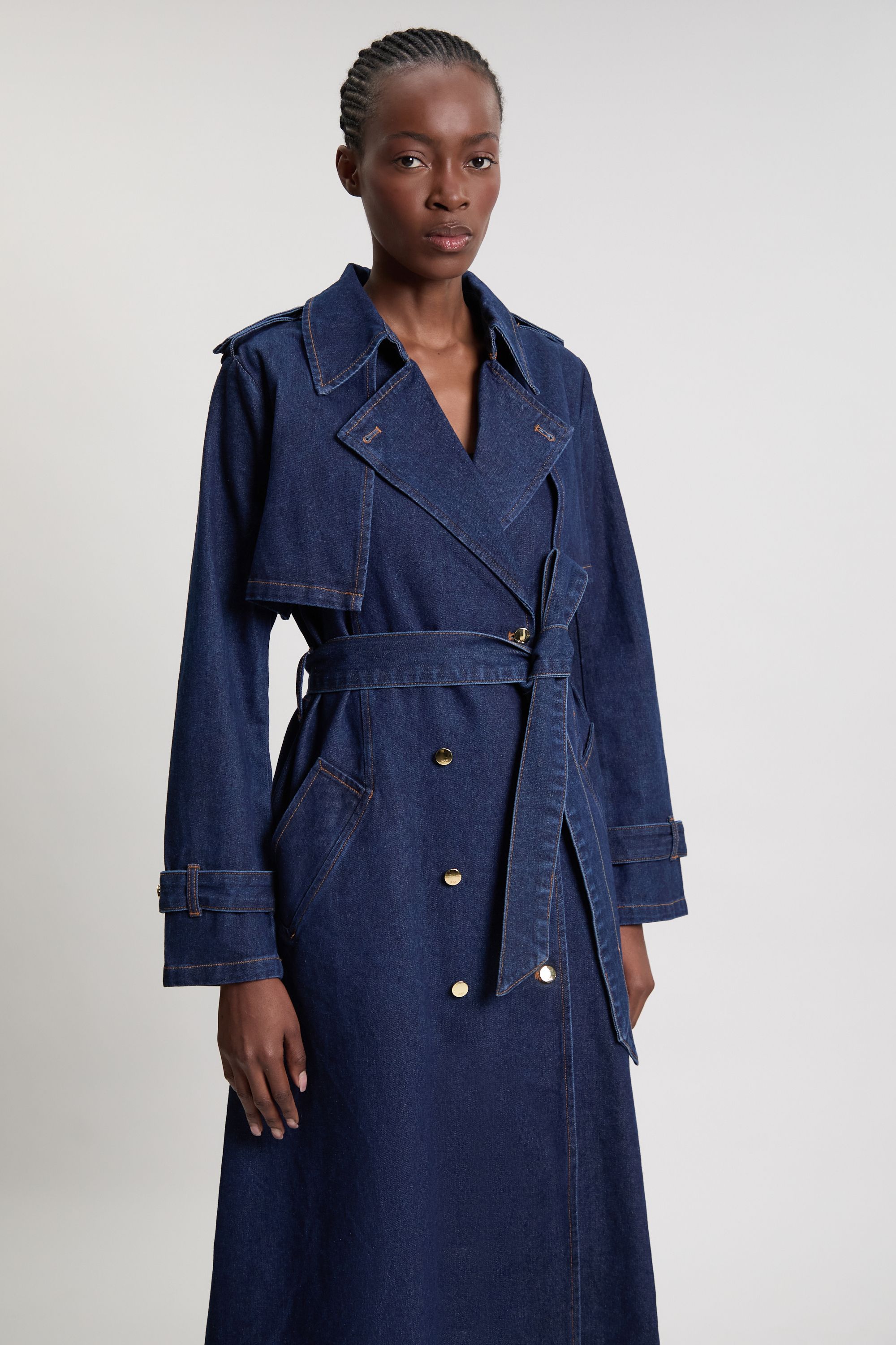KarenMillen Denim Belted Trench Coat