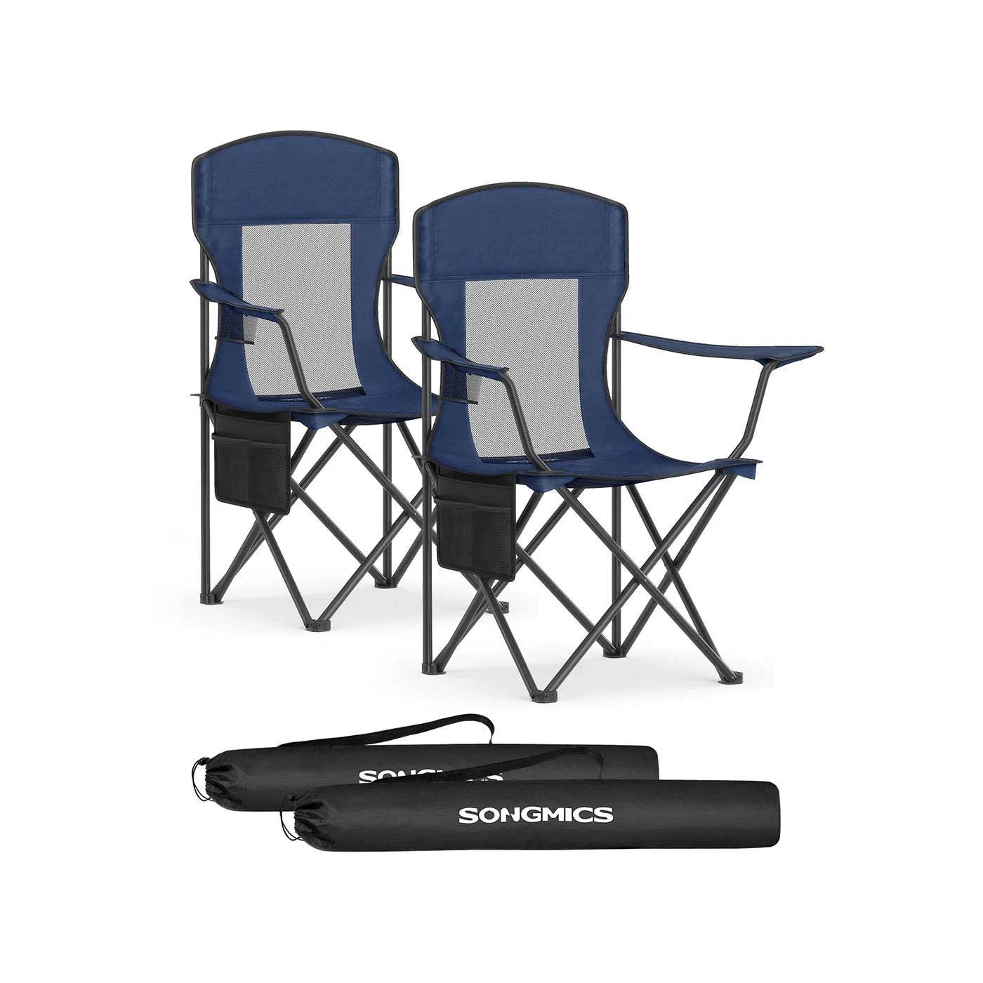 Lot de 2 chaises de camping avec porte-gobelet