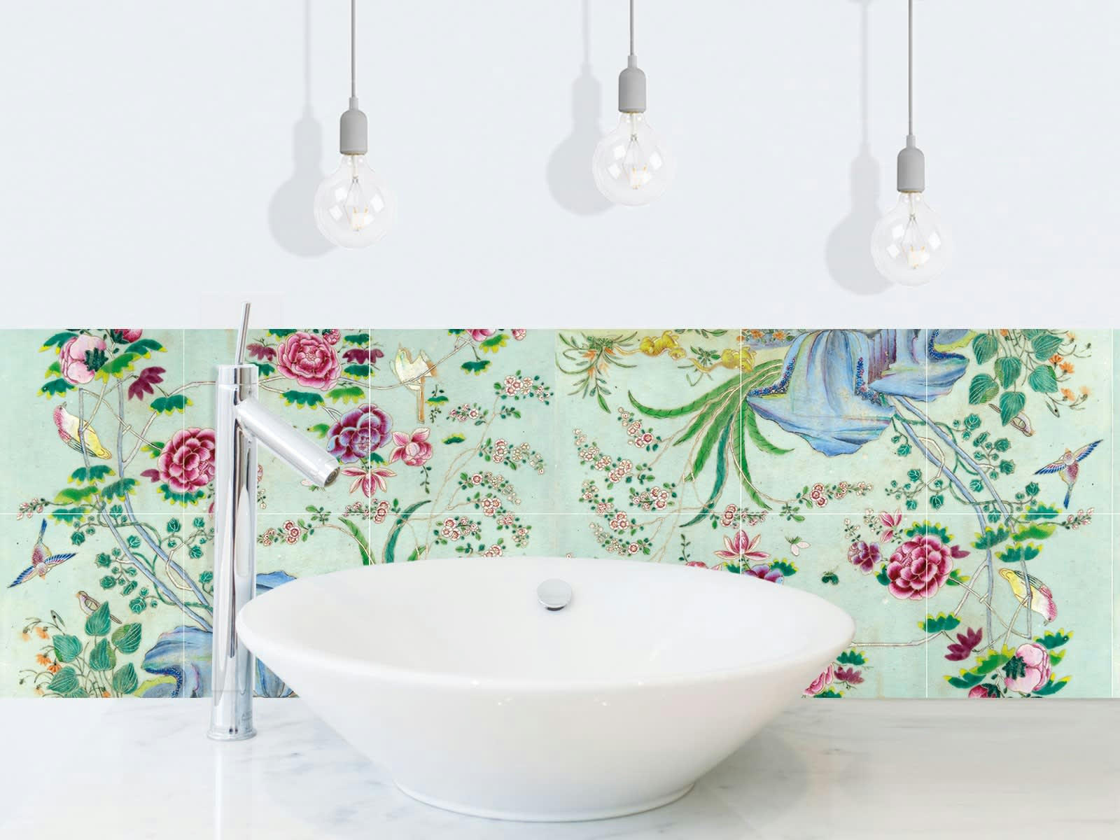 CHINOISERIES - Crédence adhésive céladon 400x40cm