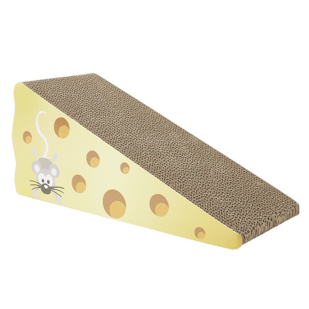 Grattoir pour chat forme fromage en carton 36x16xH17cm