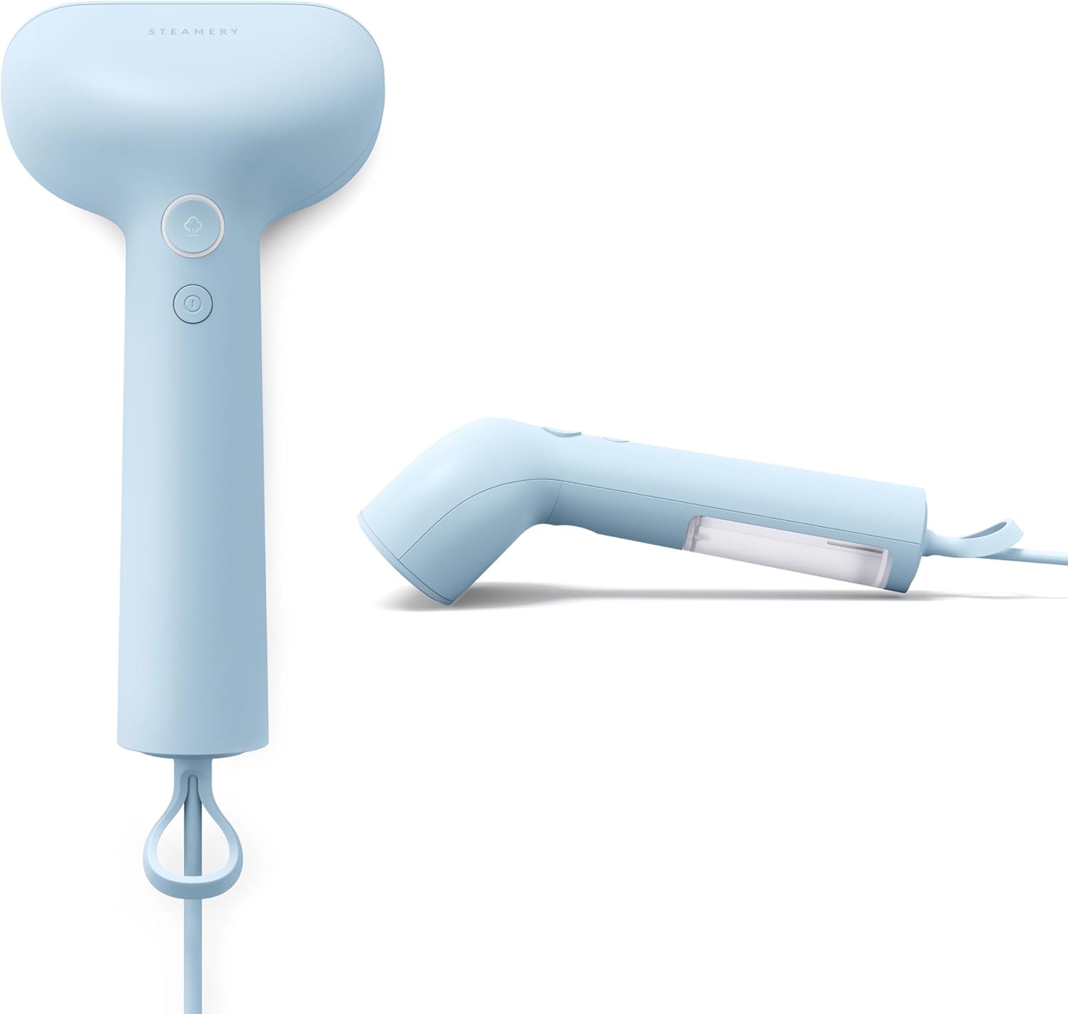 Steamery Handheld Clothes Steamer Cirrus Core, 1350W, Steam Output 0.74 oz/min, Heat up in 15 Seconds, Dry Steam Technology, Hanging Loop, Visible Water Tank, Portable, Scandinavian Design (Blue)