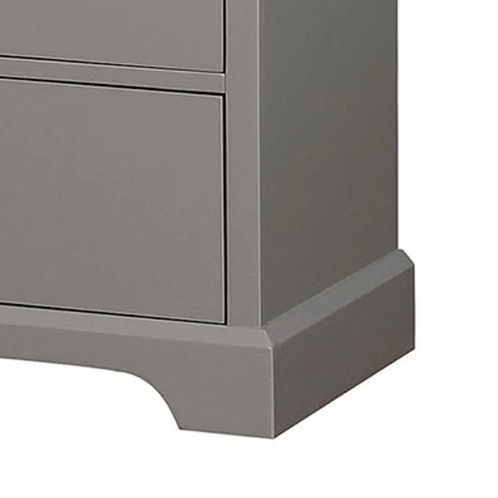 Wooden Dresser with 7 Drawers and Bracket Feet, Light Gray