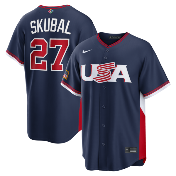 Men's USA Baseball Tarik Skubal Nike 2026 World Baseball Classic Road Stadium Jersey - Navy/White