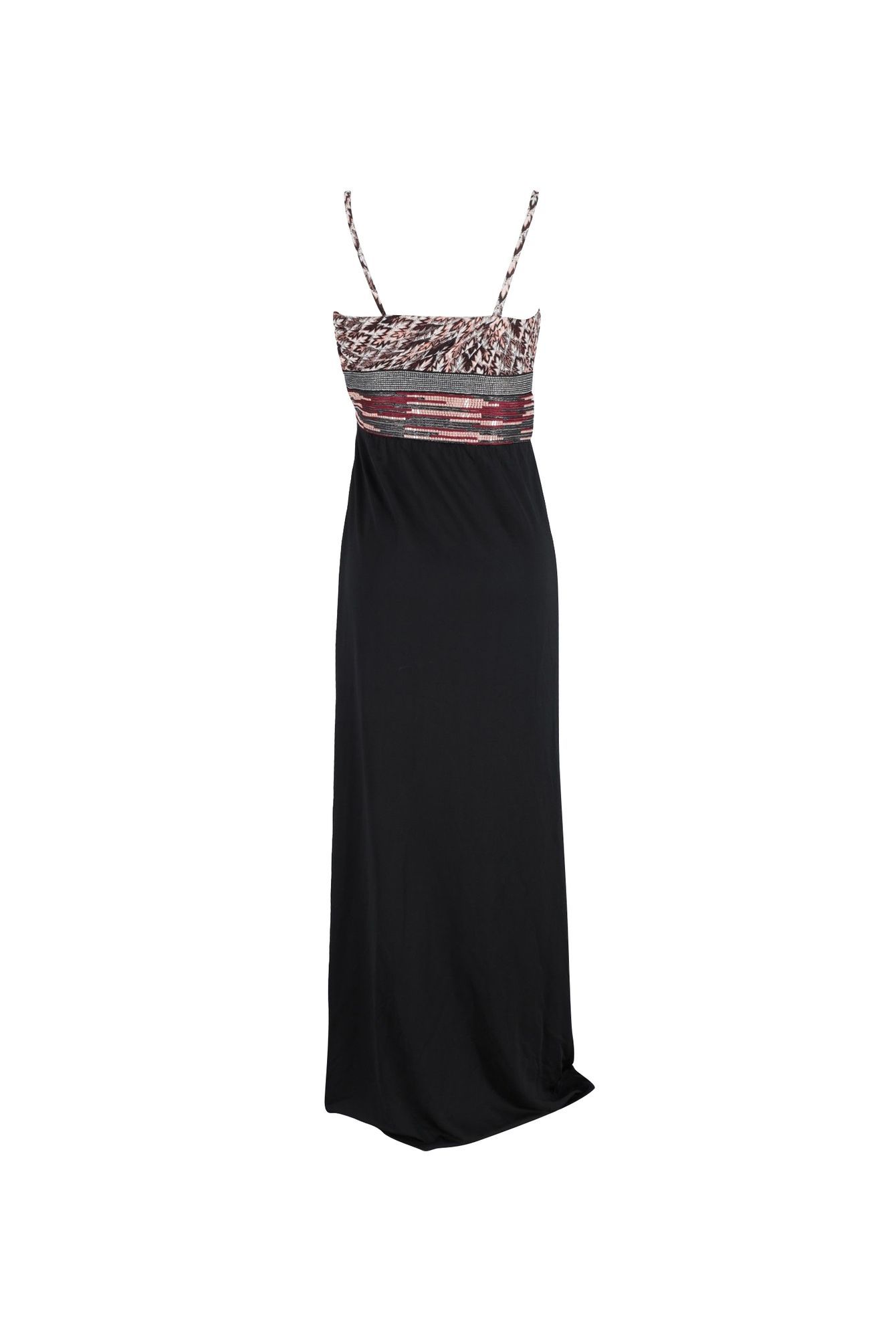 M Missoni Preloved Embellished Top Maxi Dress in Black Polyester Silk