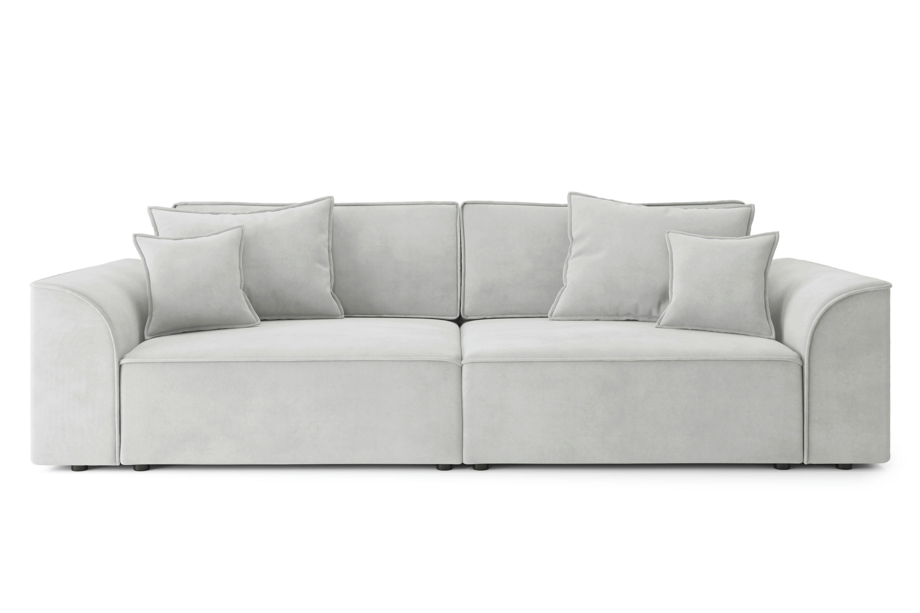 MARTY - Canapé droit en tissu 4 places gris clair